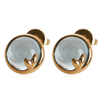 Tiffany & Co. Paloma Picasso Olive Leaf Blue Topaz Earrings in 18k Yellow Gold