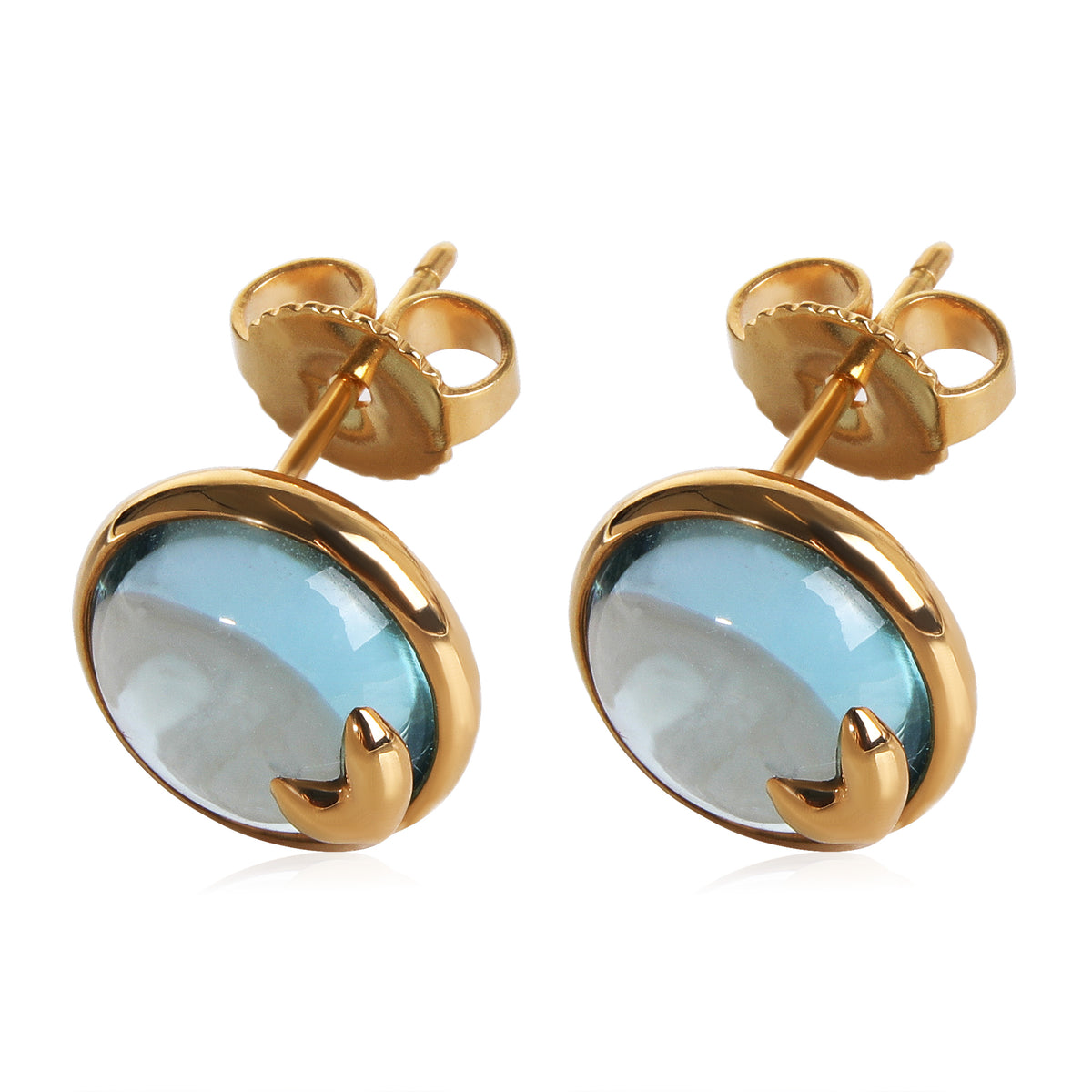 Tiffany & Co. Paloma Picasso Olive Leaf Blue Topaz Earrings in 18k Yellow Gold