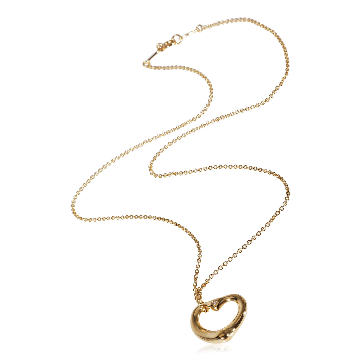 Tiffany & Co. Elsa Peretti Open Heart Diamond Pendant in 18k Gold 0.02 CTW