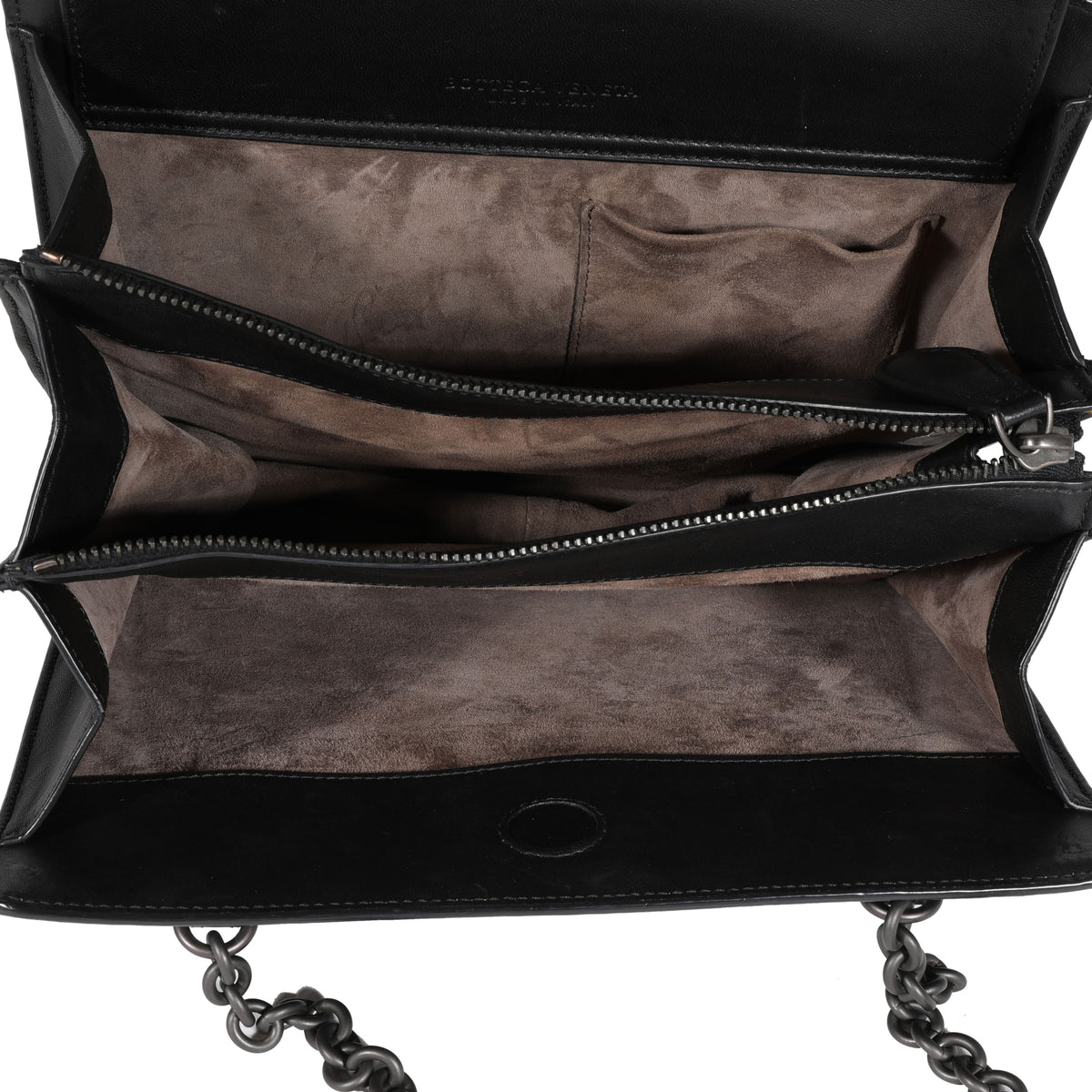 Bottega Veneta Black Intrecciato Leather Chain Shoulder Bag