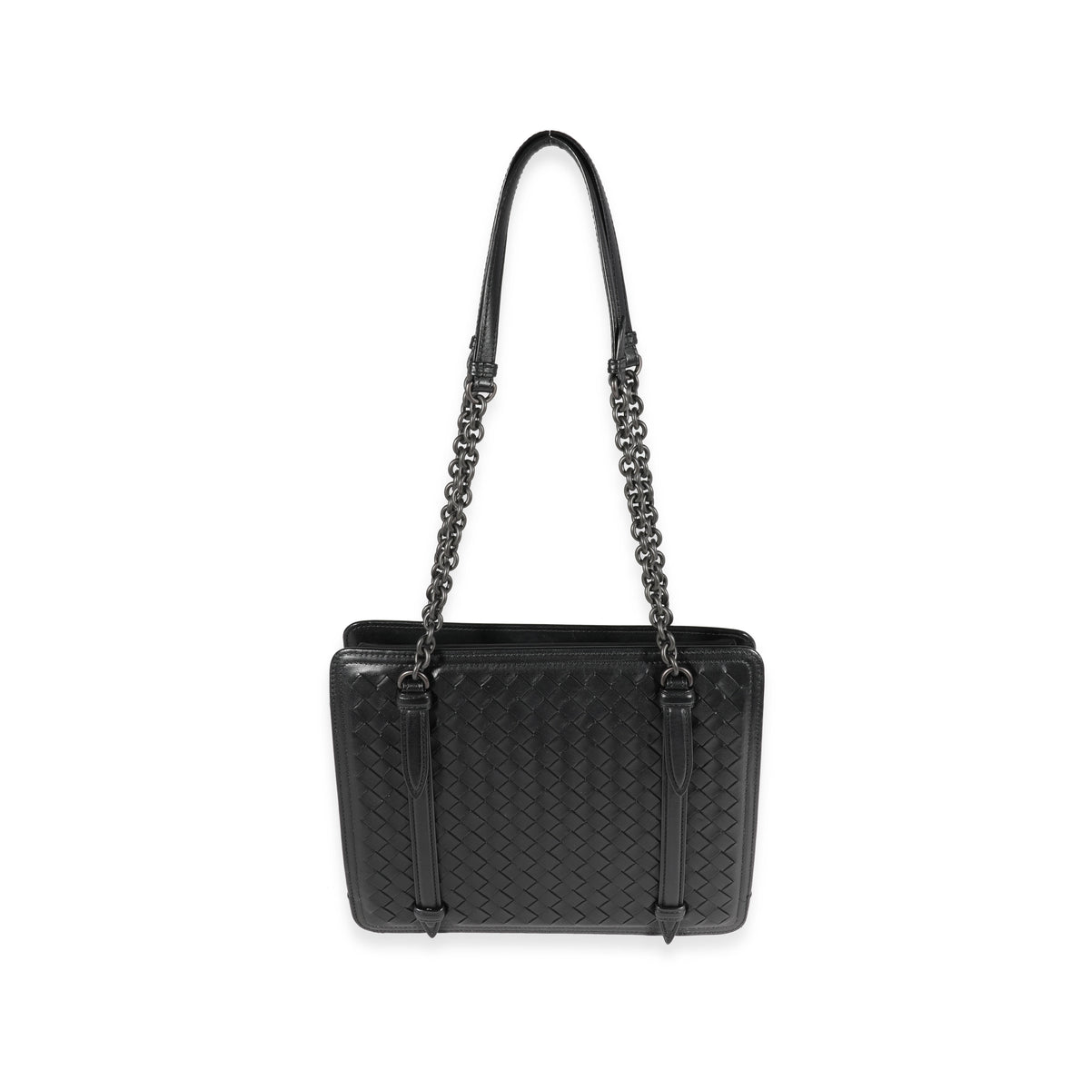 Bottega Veneta Black Intrecciato Leather Chain Shoulder Bag