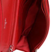 Chanel Red Camellia-Embossed Leather Wallet on Chain