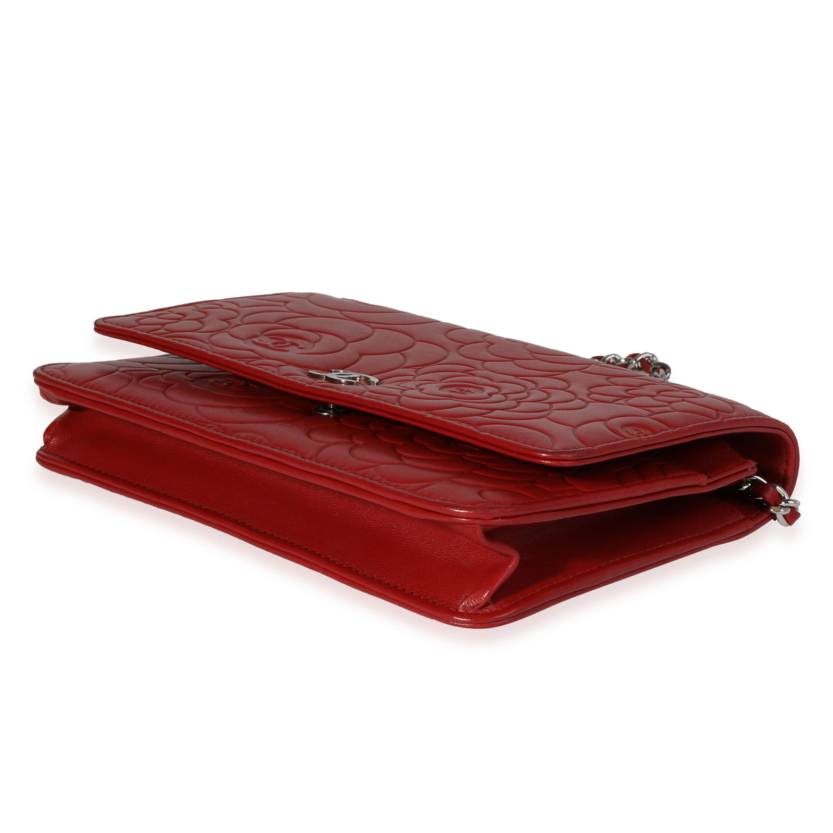 Chanel Red Camellia-Embossed Leather Wallet on Chain, myGemma
