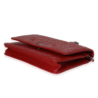 Chanel Red Camellia-Embossed Leather Wallet on Chain