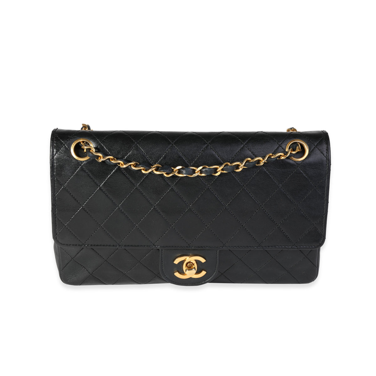 Chanel Vintage Black Quilted Lambskin Medium Double Flap Bag