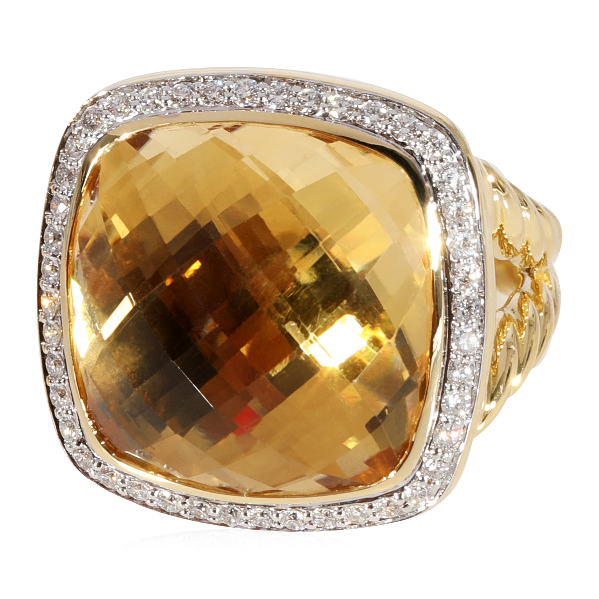 David Yurman Albion Citrine Diamond  Ring in 18k Yellow Gold 0.31 CTW