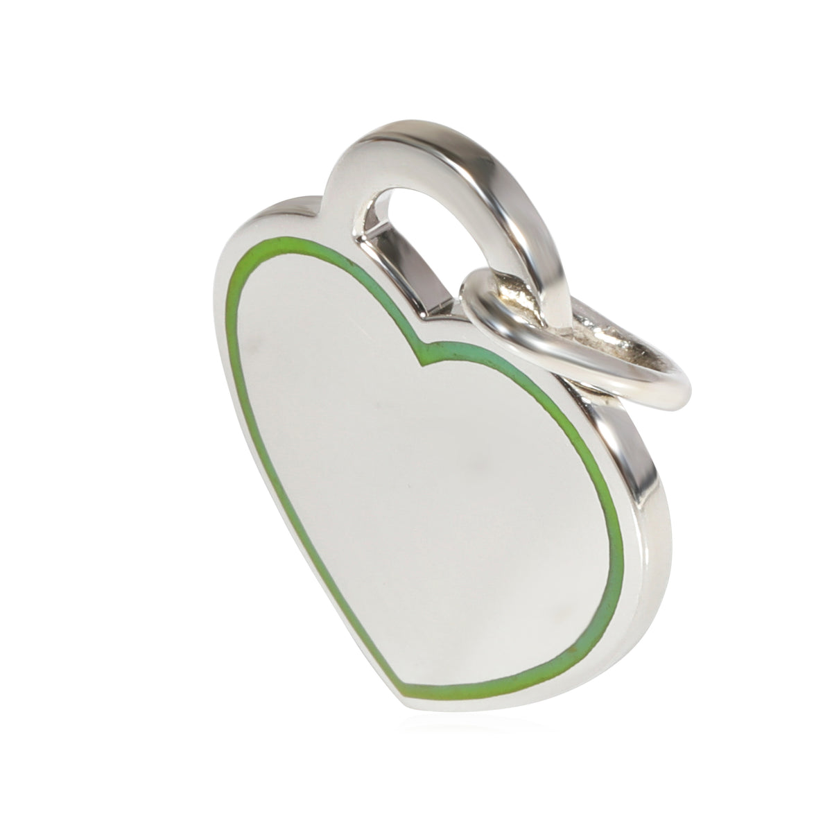Tiffany & Co. Heart Charm With Blue Enamel Border in Sterling Silver