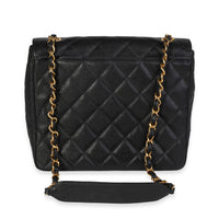 Chanel Vintage Black Quilted Caviar XL Flap Shoulder Bag