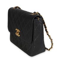 Chanel Vintage Black Quilted Caviar XL Flap Shoulder Bag