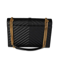 Saint Laurent Black Matelassé Leather Large Monogram Envelope Flap Bag