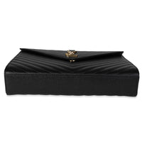 Saint Laurent Black Matelassé Leather Large Monogram Envelope Flap Bag