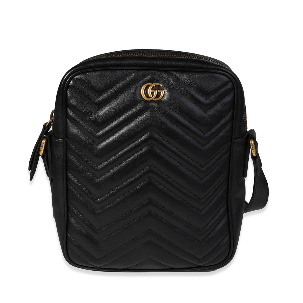 Gucci Black Matelassé Leather Marmont Messenger Bag