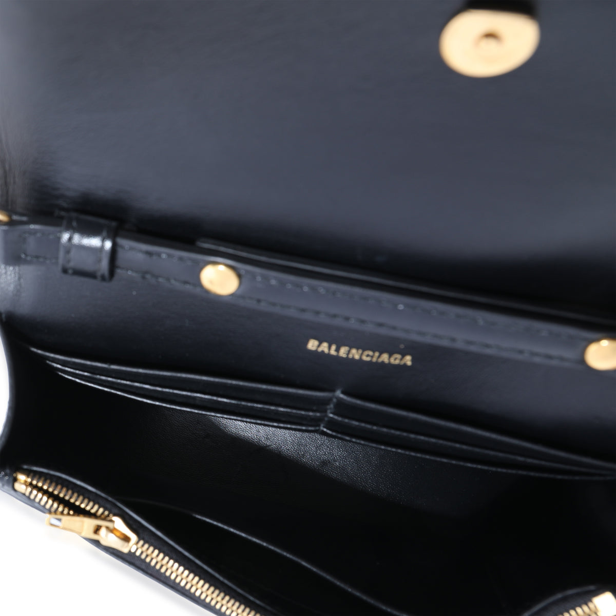 Balenciaga Black Box Calfskin Hourglass Chain Wallet