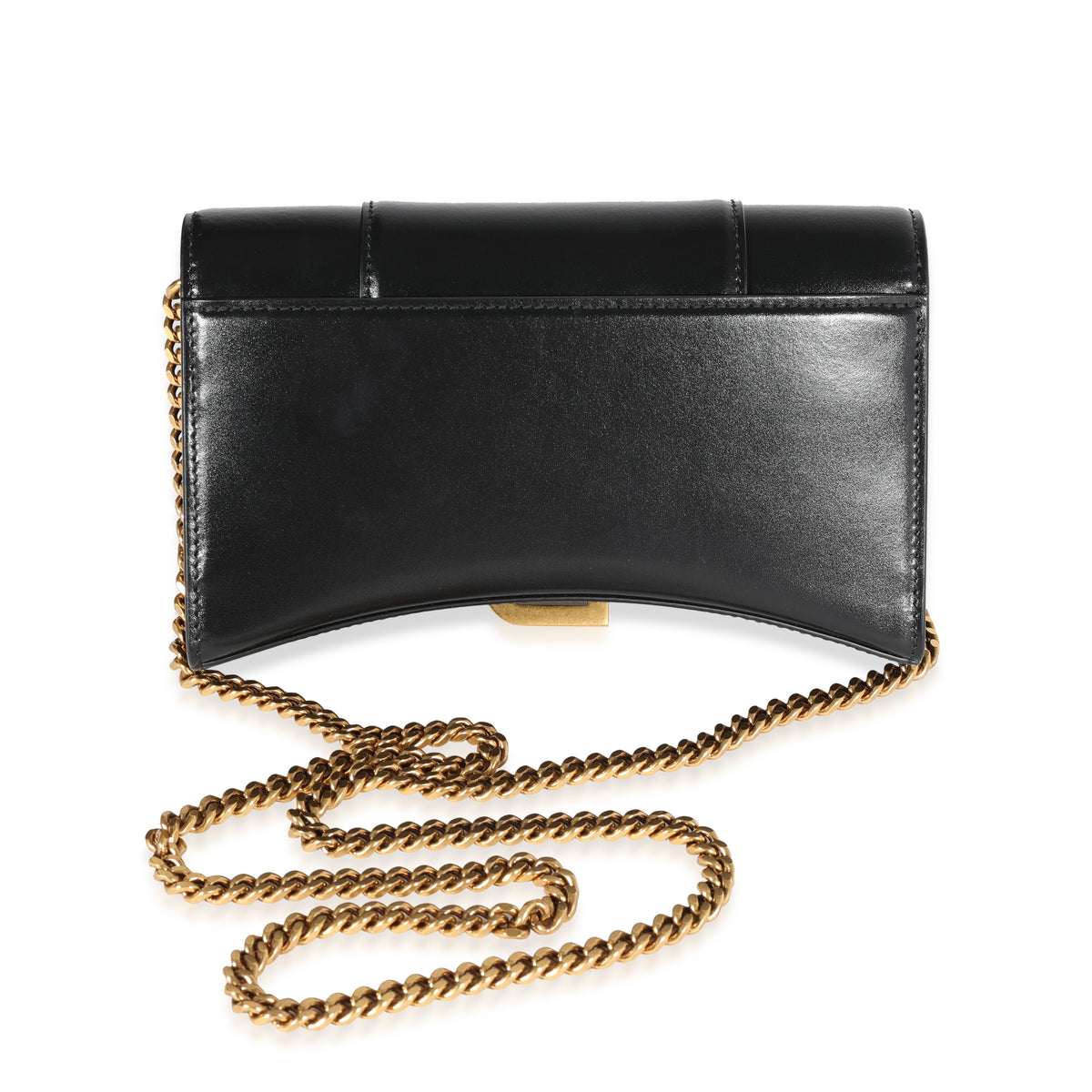 Women's Hourglass Wallet On Chain Box in Black