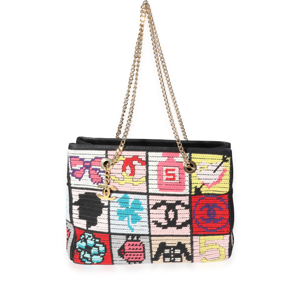 Chanel Multicolor Crochet Lucky Symbols Chain Tote