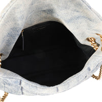 Blue Vintage Denim Medium Puffer Flap Bag