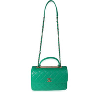 Chanel Kelly Green Quilted Lambskin Medium Trendy Top Handle Bag