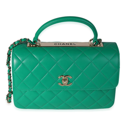 Chanel Kelly Green Quilted Lambskin Medium Trendy Top Handle Bag