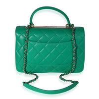 Chanel Kelly Green Quilted Lambskin Medium Trendy Top Handle Bag