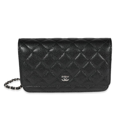 Chanel Black Quilted Caviar Wallet On Chain