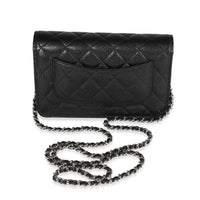 Chanel Black Quilted Caviar Wallet On Chain