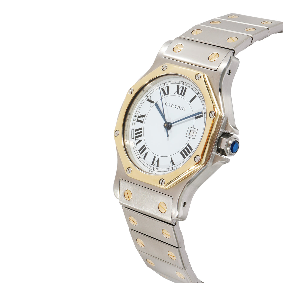 Cartier Santos Octagon 2966 Unisex Watch in Stainless Steel Yellow