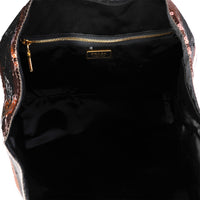 Prada Black, White, & Brown Striped Sequin Tote