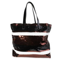 Prada Black, White, & Brown Striped Sequin Tote