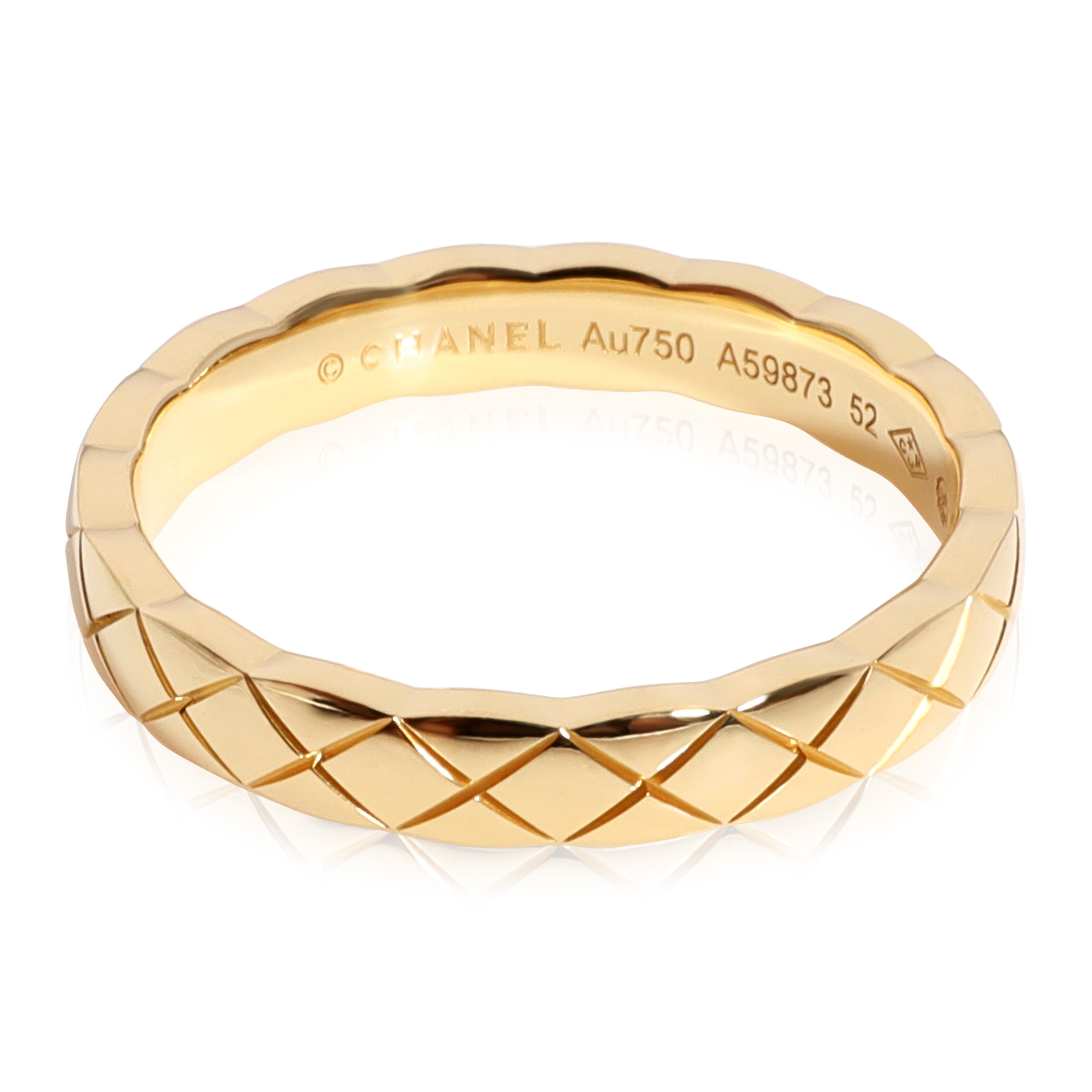 Chanel Matelasse White Gold Band Ring