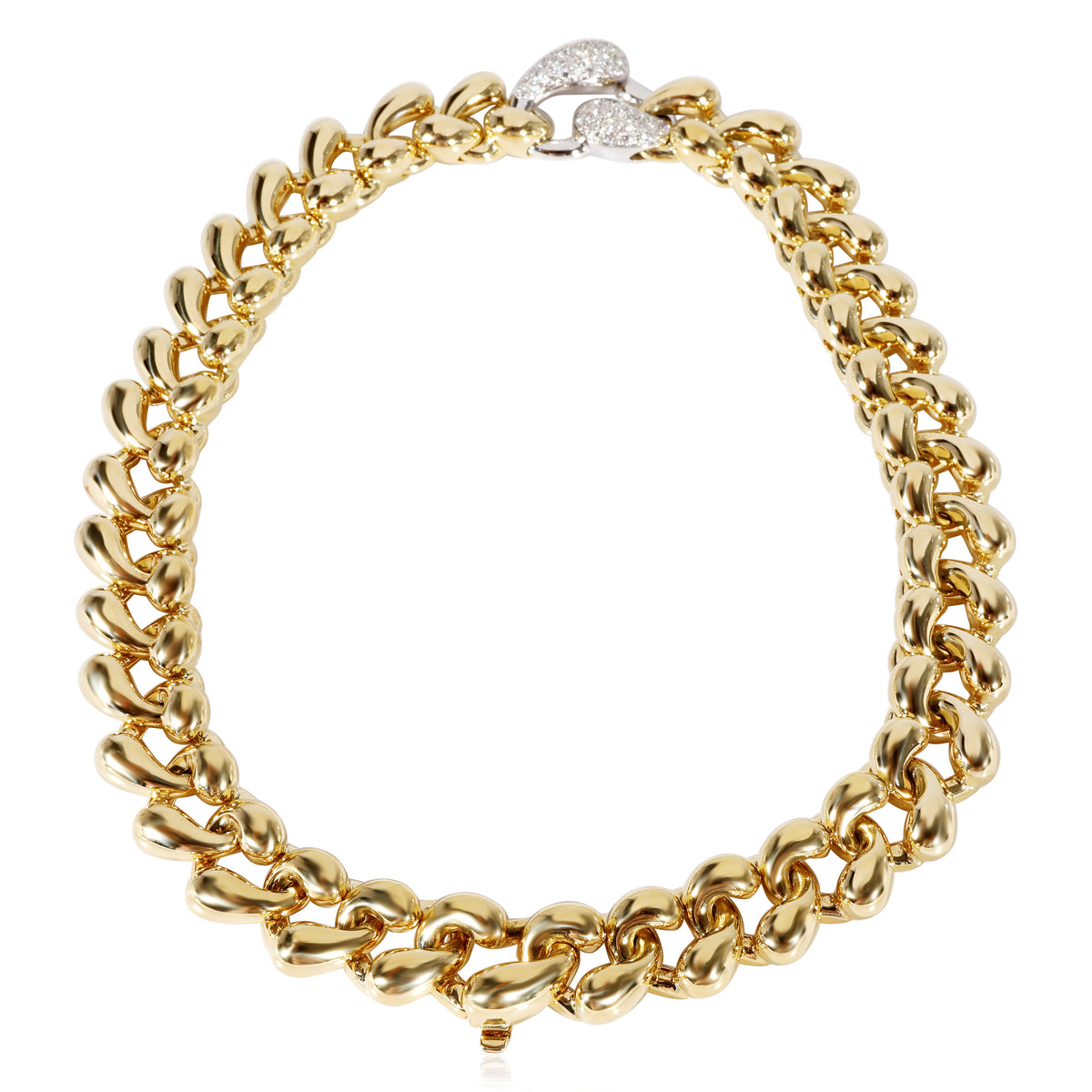 Albertus Gundorph Teardrop Chain Choker Necklace with diamonds in Gold 1.25 CTW