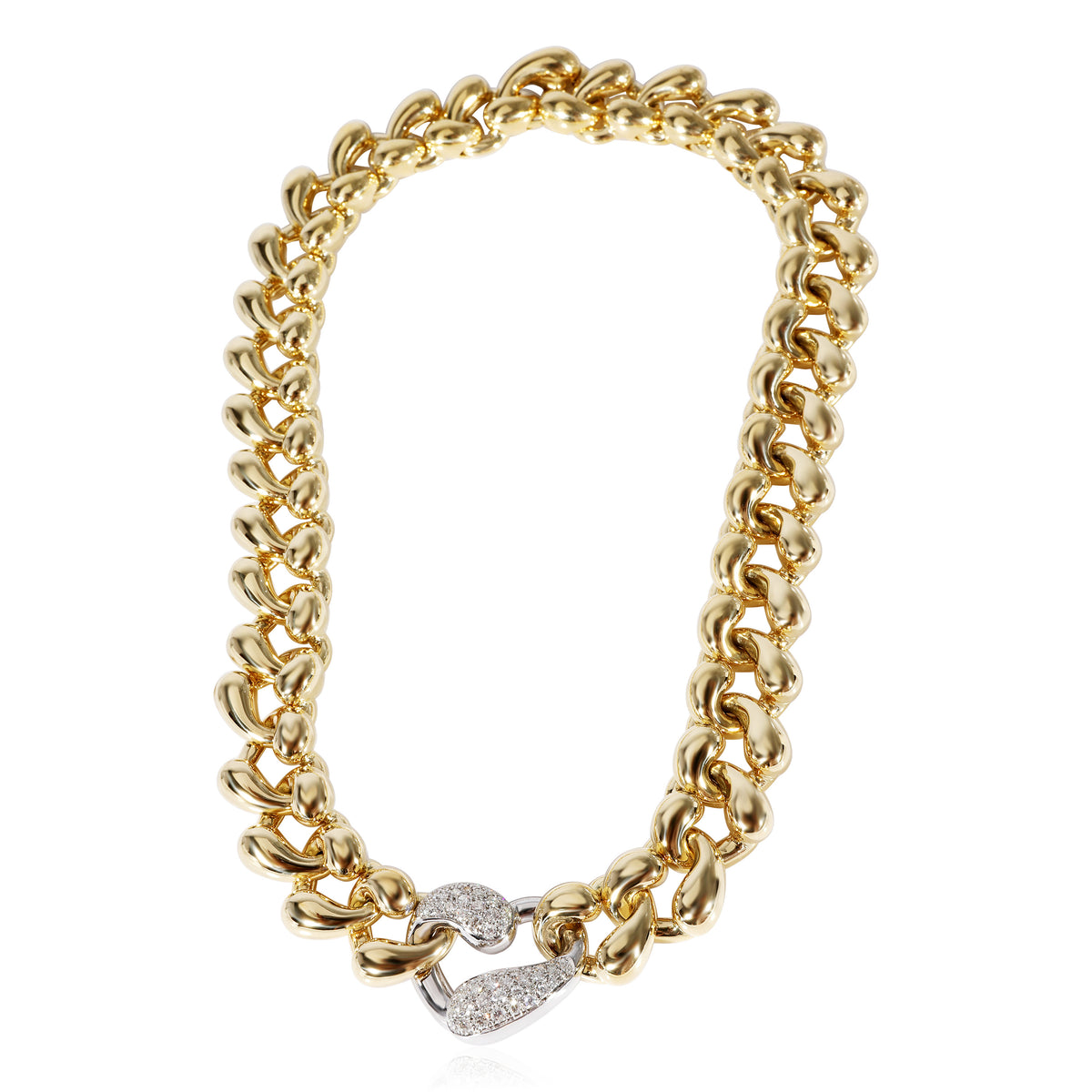 Albertus Gundorph Teardrop Chain Choker Necklace with diamonds in Gold 1.25 CTW