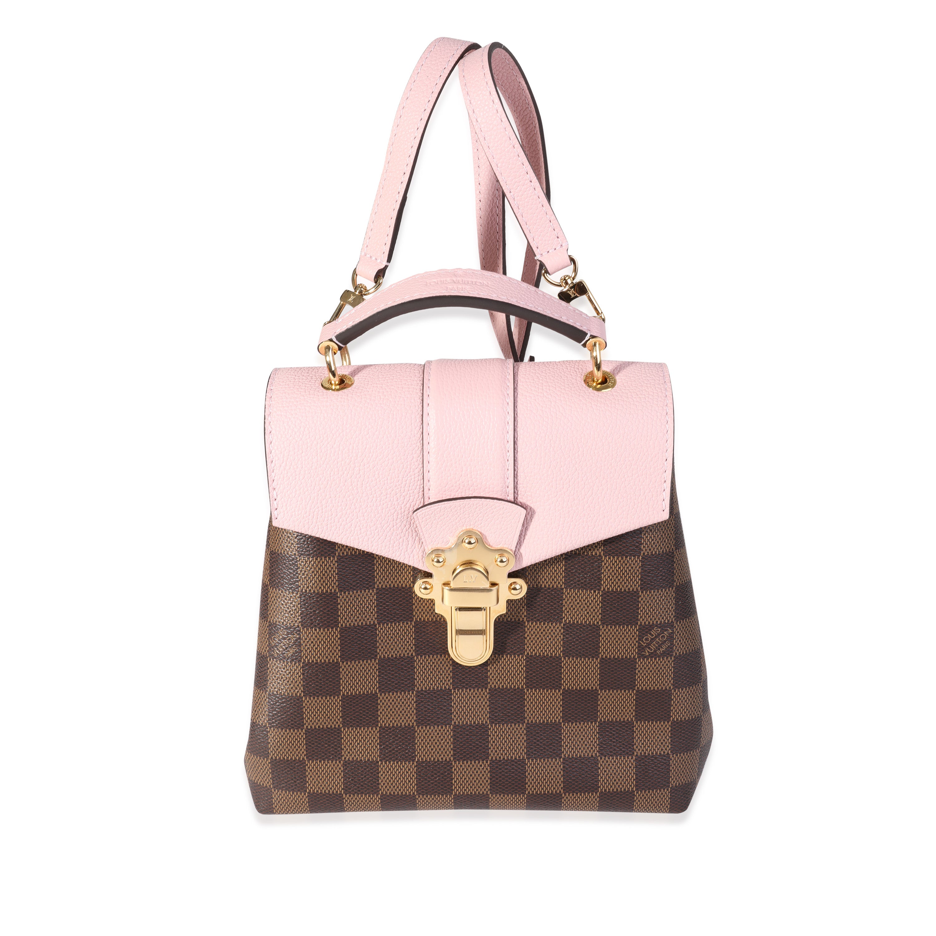 louis vuitton backpack girl Louis Vuitton Damier Ebene & Magnolia Leather Clapton Backpack | myGemma