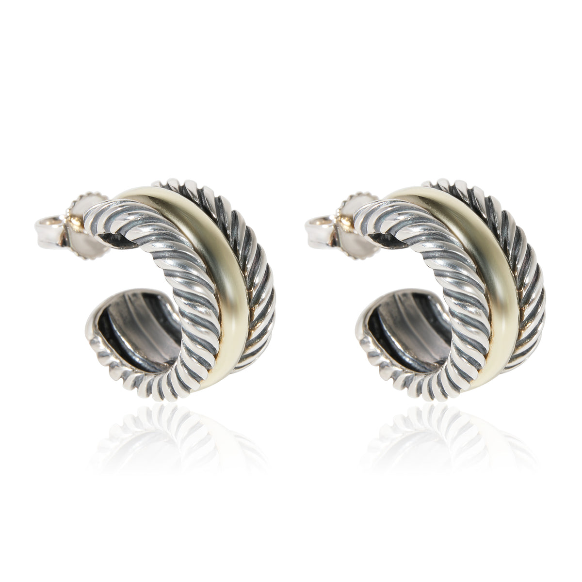 David Yurman Cable Collection Earrings in 14k Yellow Gold/Sterling Silver