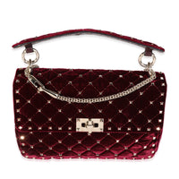 Valentino Burgundy Velvet Rockstud Spike Medium Shoulder Bag, myGemma, CH