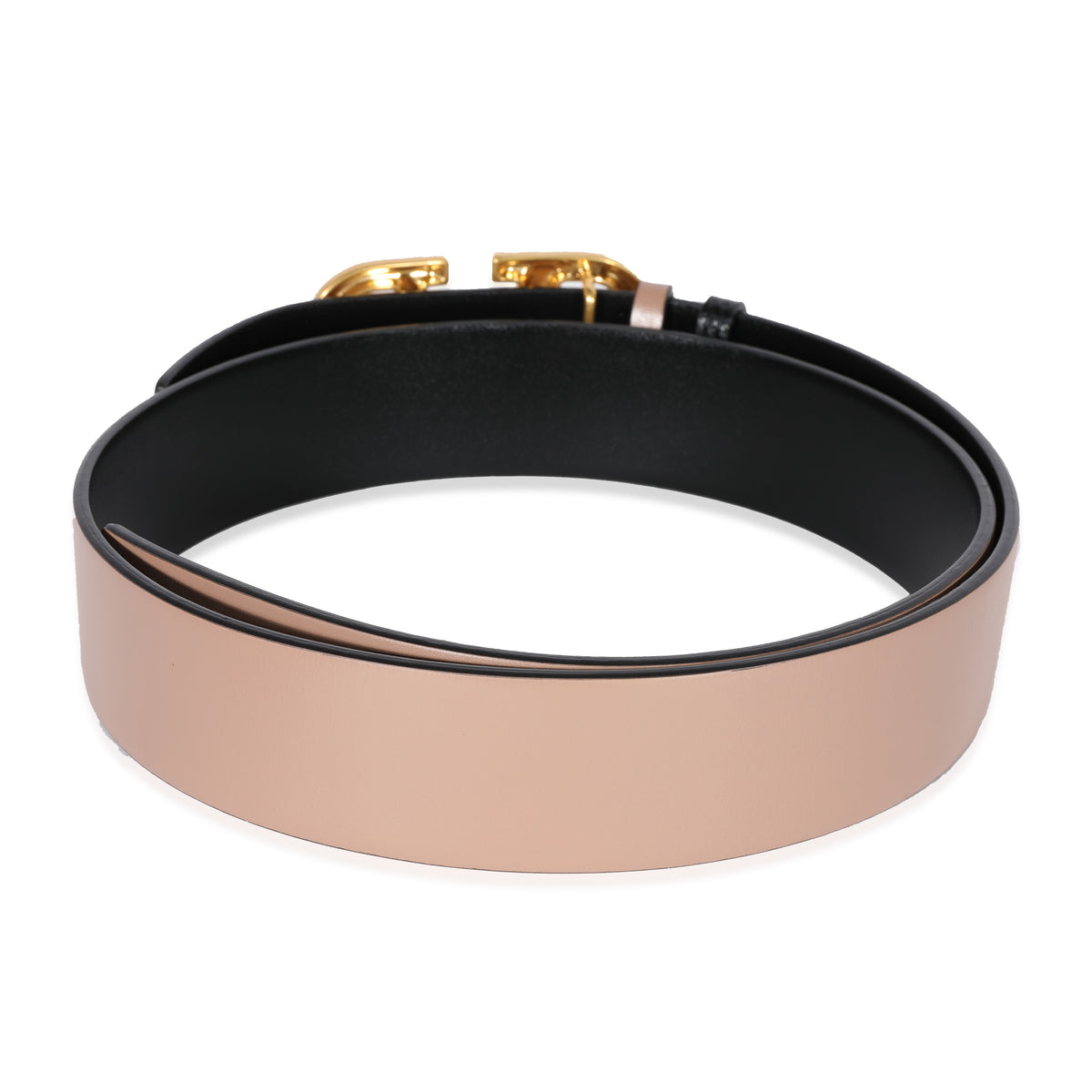 Valentino Reversible Smokey Beige & Black Shiny Calfskin 40MM Belt 90