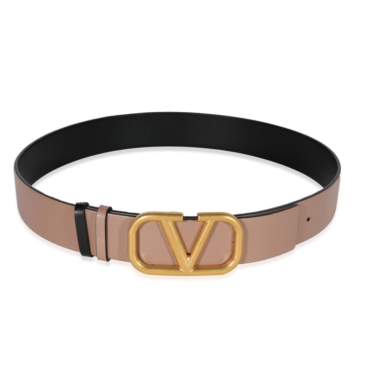 Valentino Reversible Smokey Beige & Black Shiny Calfskin 40MM Belt 90 ...