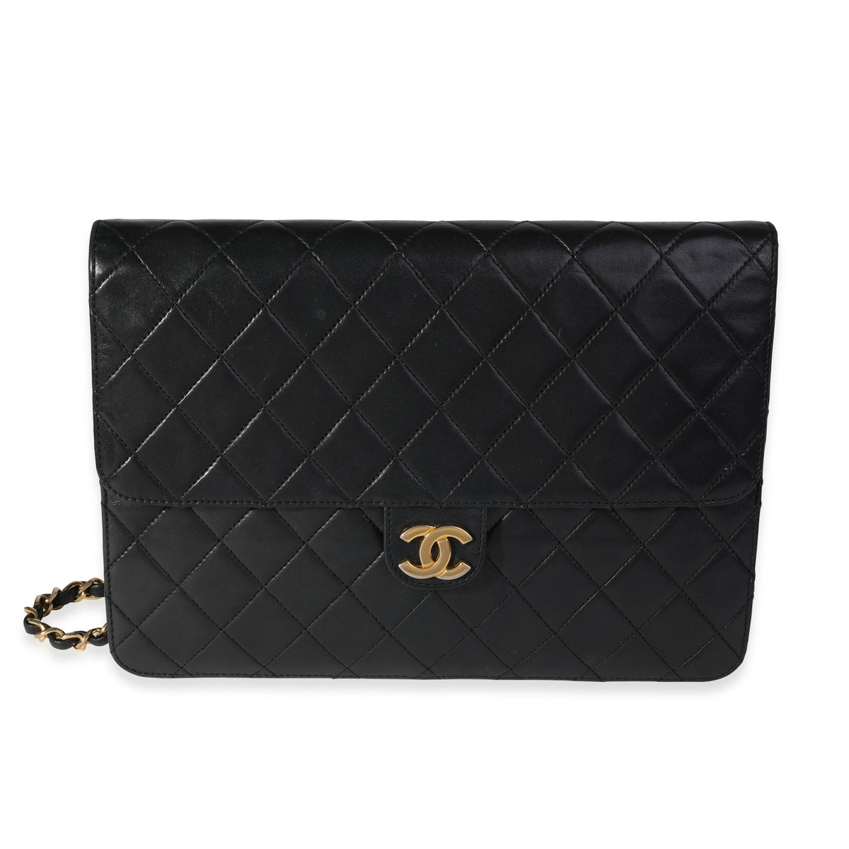 Chanel Classic Medium Zipped Cosmetic Pouch in Black Lambskin - SOLD