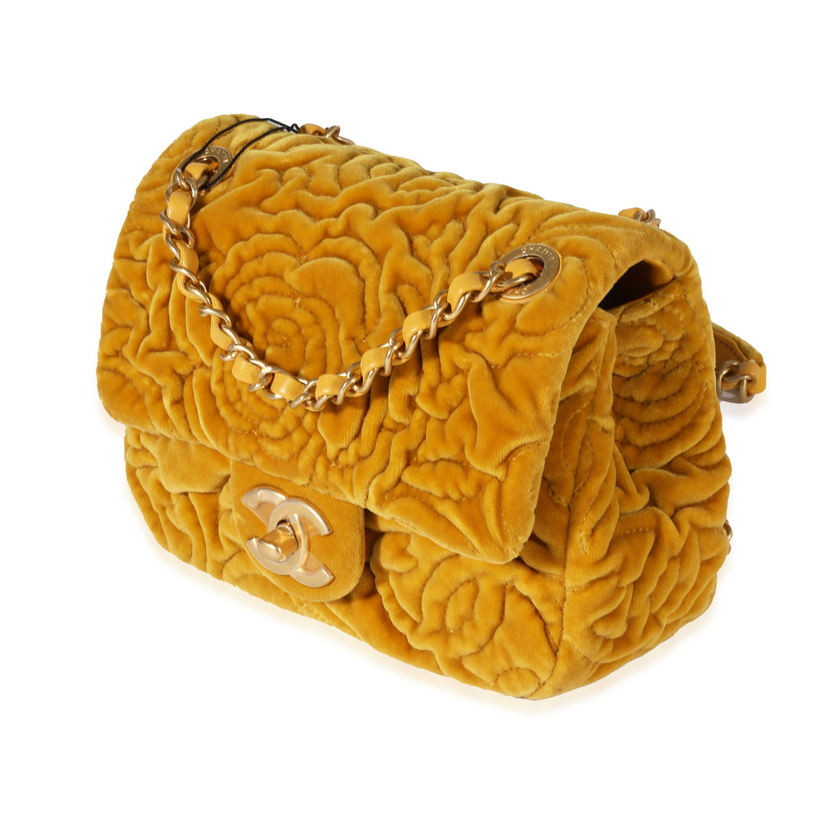 Chanel Marigold Camellia Velvet Classic Square Mini Flap Bag, myGemma