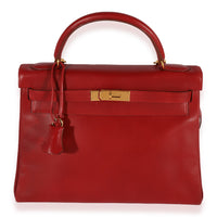 Hermès Rouge Vif Tadelakt Retourne Kelly 32 GHW