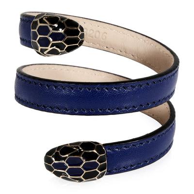 Bvlgari Serpenti Forever Blue Calf Leather Wrap Bracelet