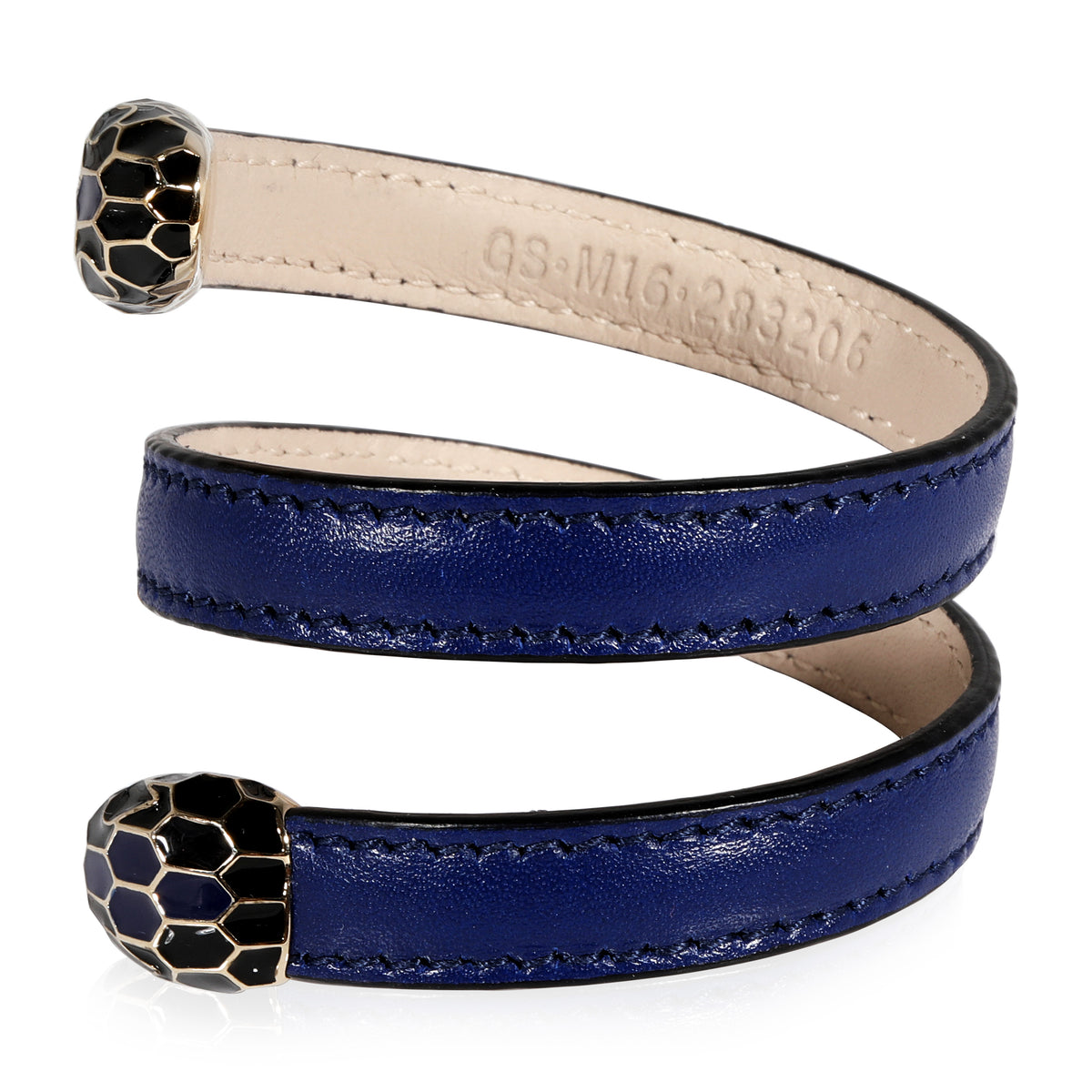 Bvlgari Serpenti Forever Blue Calf Leather Wrap Bracelet