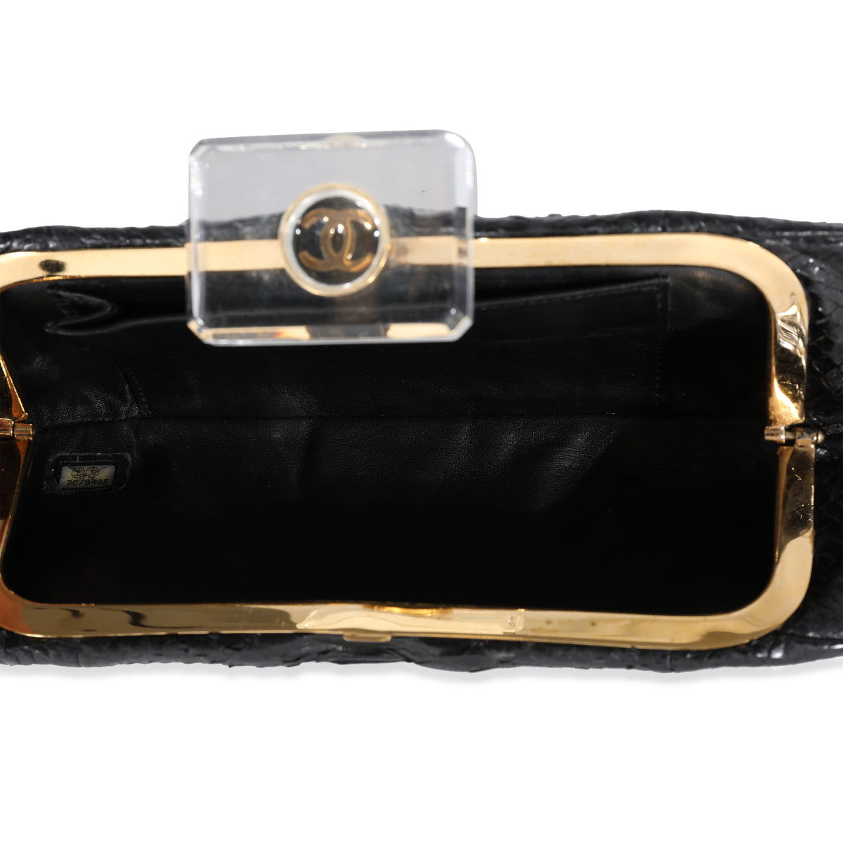 Chanel Black Python Perfume Bottle Top Clutch