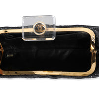 Chanel Black Python Perfume Bottle Top Clutch