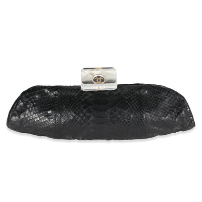 Chanel Black Python Perfume Bottle Top Clutch