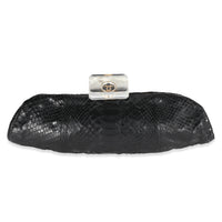 Chanel Black Python Perfume Bottle Top Clutch