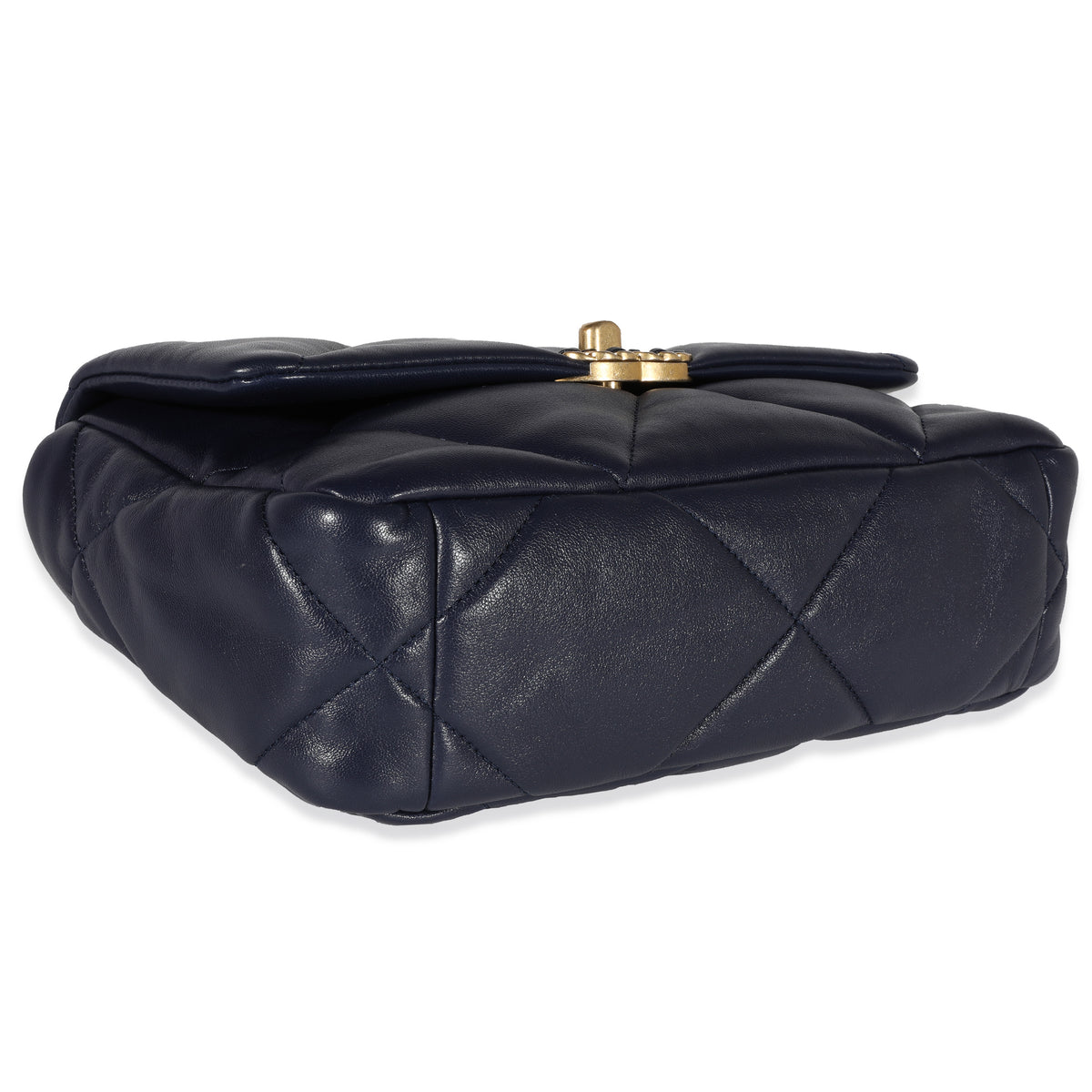 CHANEL Lambskin Quilted Small Chanel 19 Pouch Navy 704093