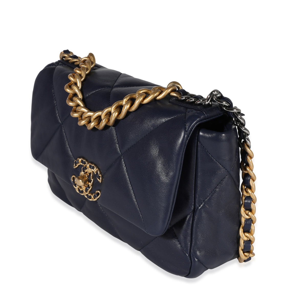Chanel Navy Quilted Lambskin Chanel 19 Medium Flap Bag, myGemma