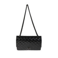 Chanel So Black Patent Crinkled Calfskin Reissue 2.55 225 Double Flap Bag