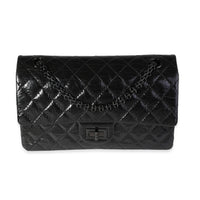 Chanel So Black Patent Crinkled Calfskin Reissue 2.55 225 Double Flap Bag