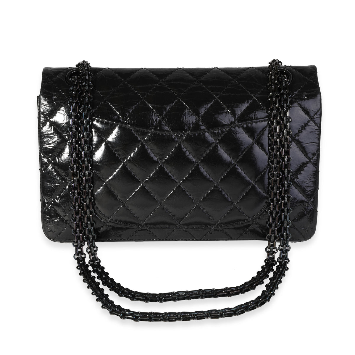 Chanel 225 Reissue Double Flap Bag in Black Distressed Calfskin and  Antiqued Gold Hardware - SOLD